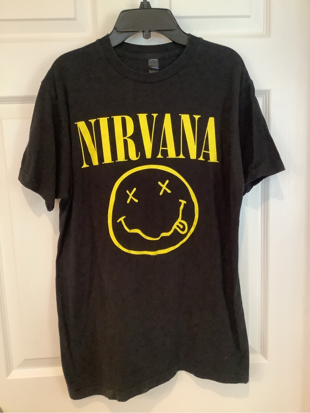 NIRVANA Black T-shirt with Yellow Smiley Logo